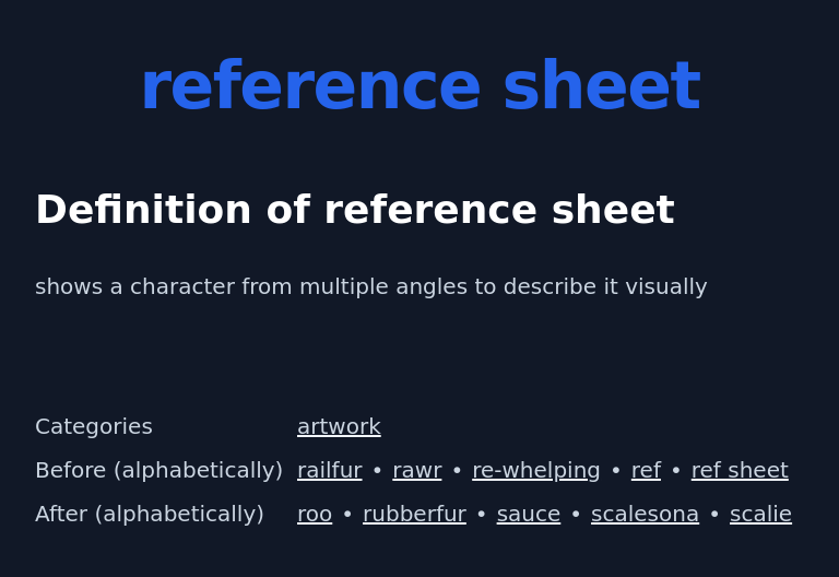 Reference Sheet Definition The Furry Dictionary